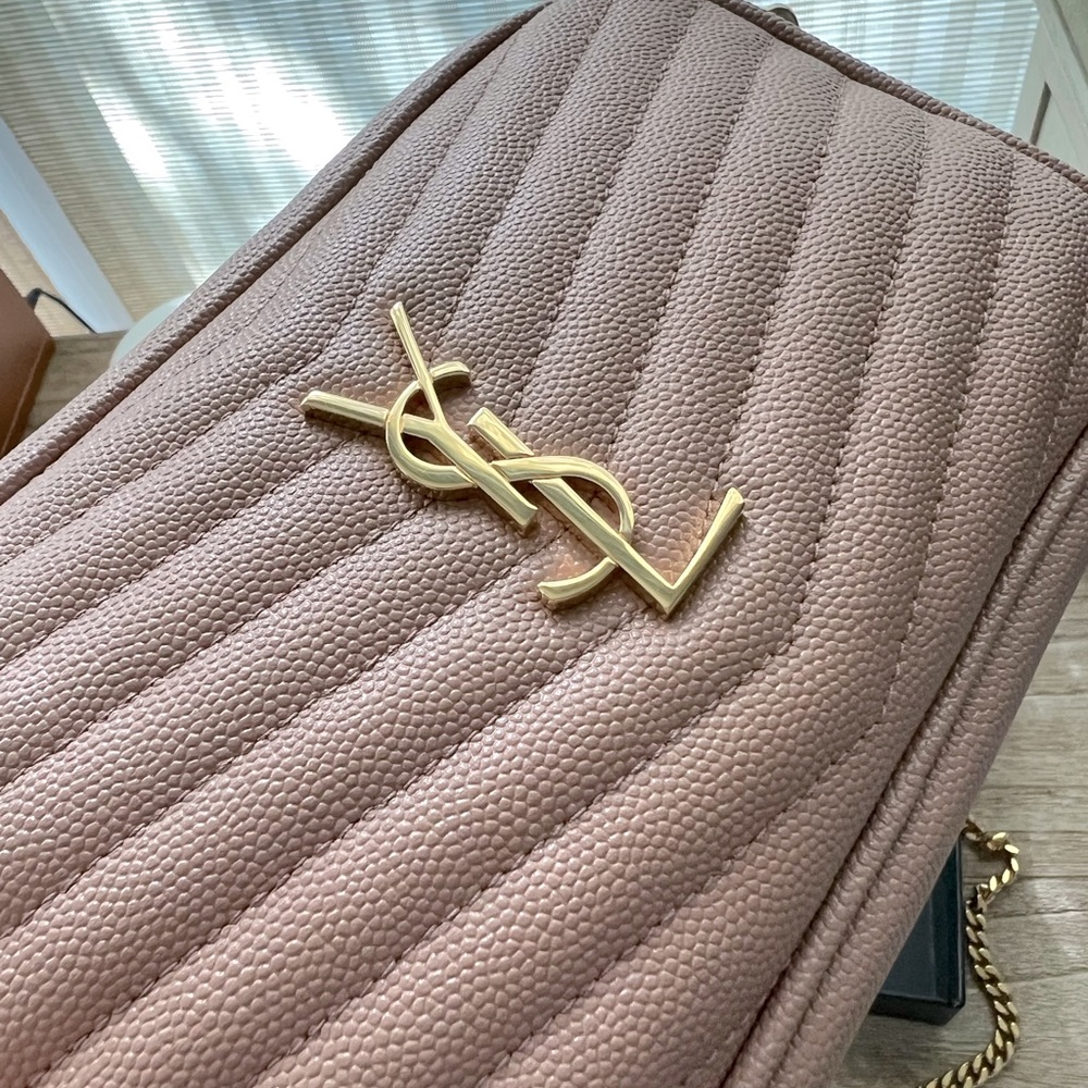 Saint Laurent mini Lou in quilted leather - Vintage Peach
